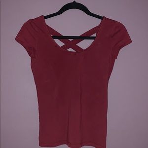 Garage M Burgundy Short Sleeve with Crossed Back